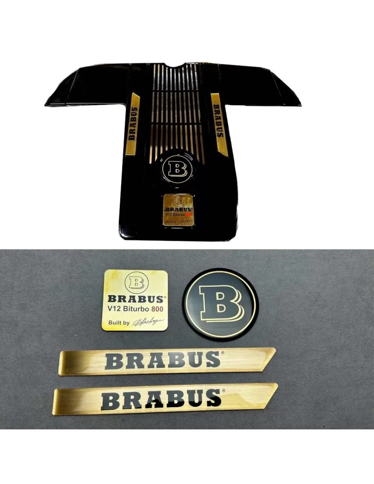  - Logos & Emblems - Metallic BRABUS 800 V12 BITURBO style Engine Badge Emblem set for Mercedes-Benz W463 - 1 - Upgrade your Mer