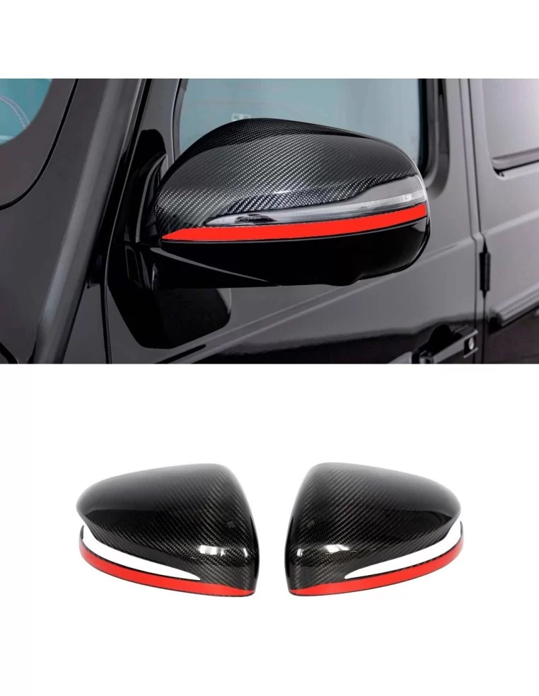  - Mercedes-Benz - Carbon Fiber Mirror Covers with Red Stripe for Mercedes-Benz G-Class W463A W464 G63 - 1 - Enhance your Merced