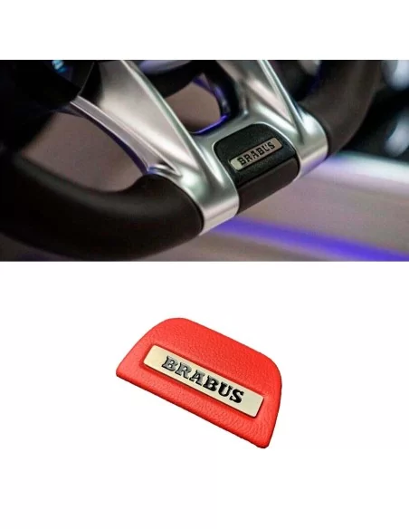  - Steering Wheels - 用于梅赛德斯-奔驰 W463A W464 AMG 的方向盘 RED 徽标徽章 Brabus 嵌件 - 1 - 为您的梅赛德斯 W463A 方向盘镶嵌这款醒目的红色 Brabus 徽标徽章，为您增添大胆而时尚的触感！