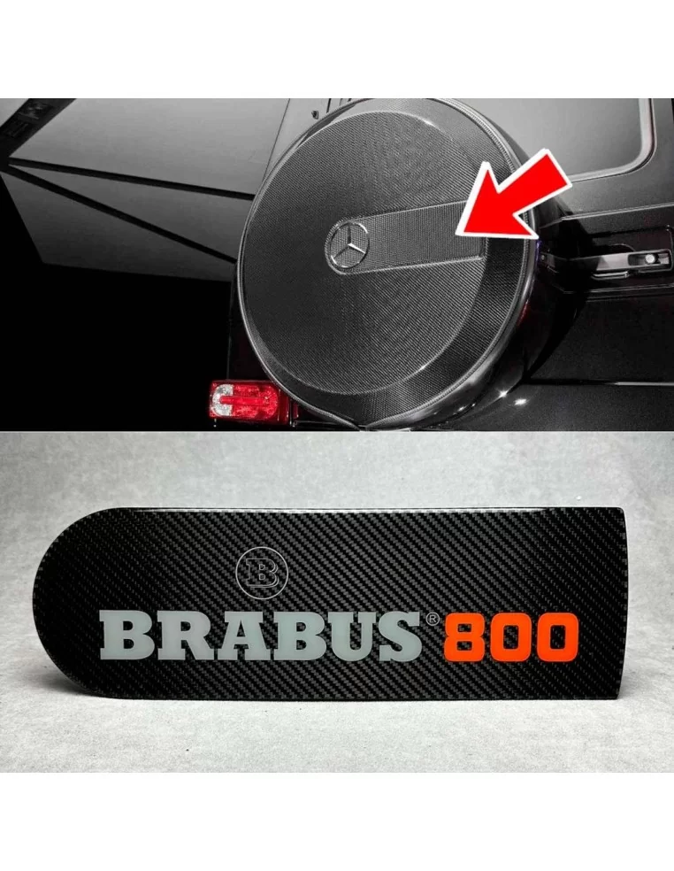  - logo & Emblems - Logo emblème en fibre de carbone pour le couvercle de la roue de secours arrière BRABUS 800 orange Mercedes 