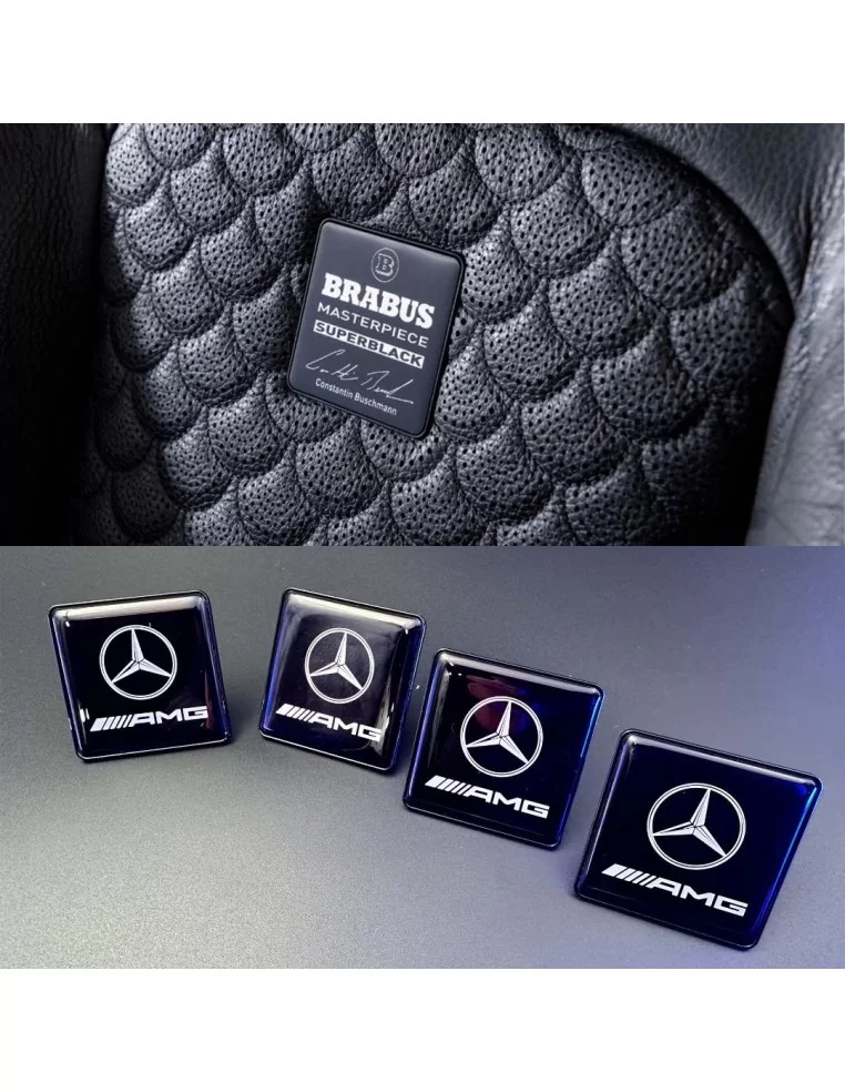  - logo & Emblems - Set emblema logo AMG metallizzato per sedili per auto Mercedes-Benz - 1 - Valorizzate la vostra Mercedes-Ben