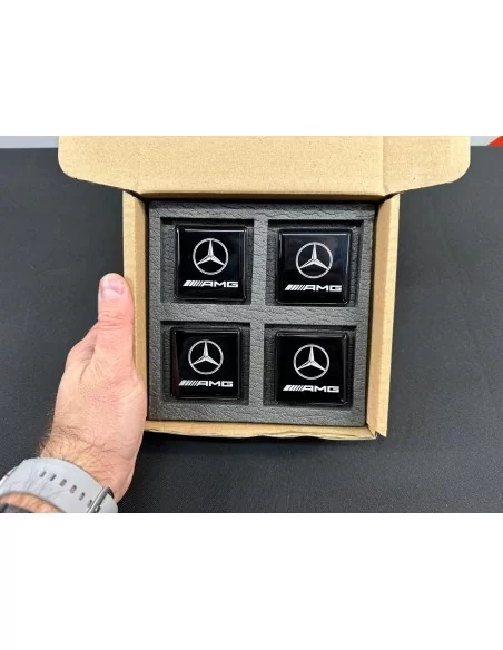  - Logos & Emblems - Metallic AMG seats emblem badge logo set for Mercedes-Benz cars - 2 - Enhance your Mercedes-Benz with this 