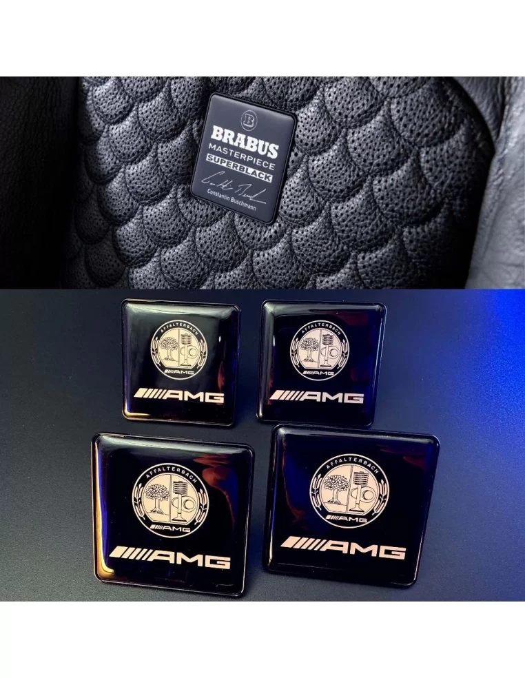  - logo & Emblems - Set di emblemi e stemmi per sedili AMG AFFALTERBACH metallizzati per auto Mercedes-Benz - 1 - Aggiornate la 