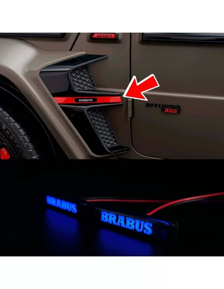  - logo & Emblems - BLUE LED Brabus Emblem für Kotflügeleinsätze Brabus Widestar Bodykit Mercedes W463A - 1 - Verschönern Sie Ih