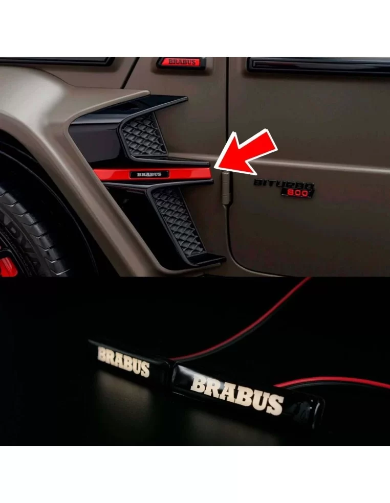  - logo & Emblems - Emblema Brabus a LED BIANCO per inserti parafango Kit carrozzeria Brabus Widestar Mercedes W463A - 1 - Aggio