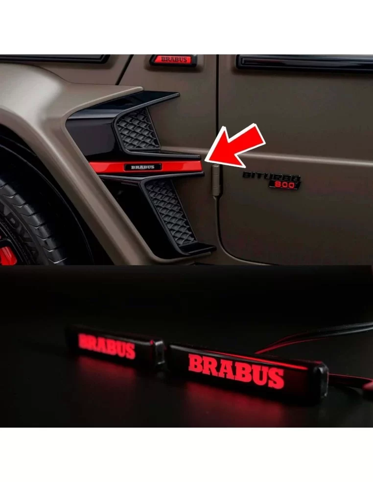  - logo & Emblems - Emblema Brabus a LED ROSSO per inserti parafango Brabus Widestar body kit Mercedes W463A - 1 - Trasformate l