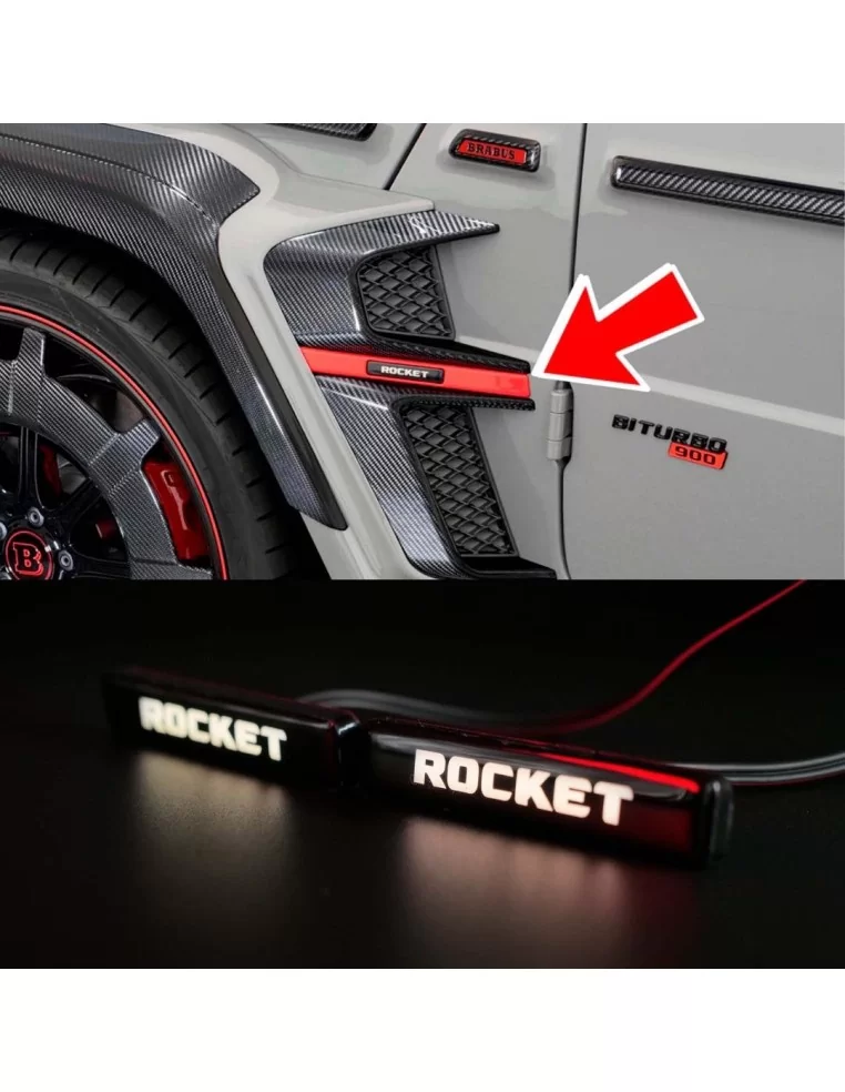  - Logos & Emblems - WHITE LED Brabus Rocket emblem for fender inserts Brabus Widestar body kit Mercedes W463A - 1 - Elevate you