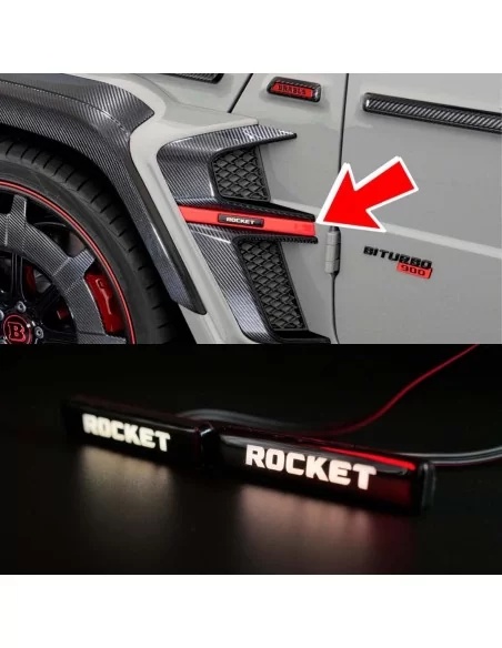  - logo & Emblems - BIAŁY emblemat LED Brabus Rocket na błotniki Brabus Widestar body kit Mercedes W463A - 1 - Podnieś swoją jaz