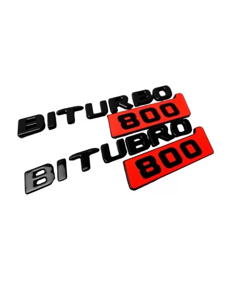  - Logos & Emblems - Metallic RED Brabus 800 BITURBO Style Side Plate logo badges set for Mercedes-Benz W463A W464 G-Class - 1 -