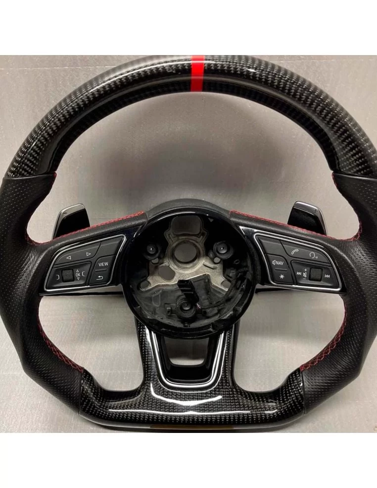  - Steering Wheels - 定制奥迪 S5 方向盘，碳纤维和红色零点装饰 - 1 - 定制奥迪 S5 方向盘，采用碳纤维和醒目的红色零点，为您的座驾升级。立即订购，体验独一无二的触感！✉️✨