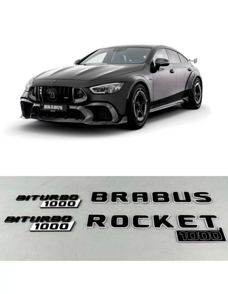  - Logos & Emblems - WHITE Brabus rocket 1000 badge emblem set for Mercedes-Benz cars GT 2024 - 1 - Upgrade your Mercedes GT 202