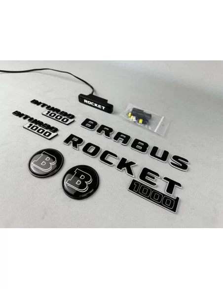  - Logos & Emblems - Full WHITE Brabus rocket 1000 badge emblem set for Mercedes-Benz cars GT 2024 - 2 - Transform your Mercedes