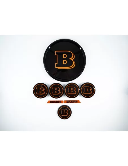  - Logos & Emblems - Orange Brabus Emblem Logo Set for Mercedes G class W463a W464 G63 - 63 - Transform your Mercedes G-Class W4