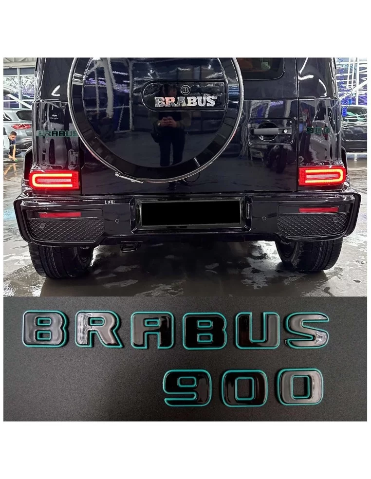  - logo & Emblems - Metallic Brabus 900 Tiffany mit schwarzen Emblemen Abzeichensatz für Mercedes-Benz G-Klasse w463a w464 - 1 -