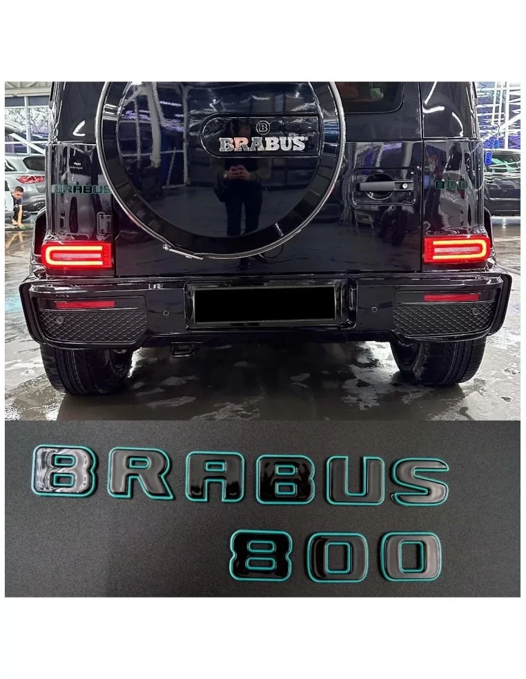  - logo & Emblems - Zestaw metalowych plakietek Brabus 800 Tiffany z czarnymi emblematami dla Mercedes-Benz G-klasa w463a w464 -