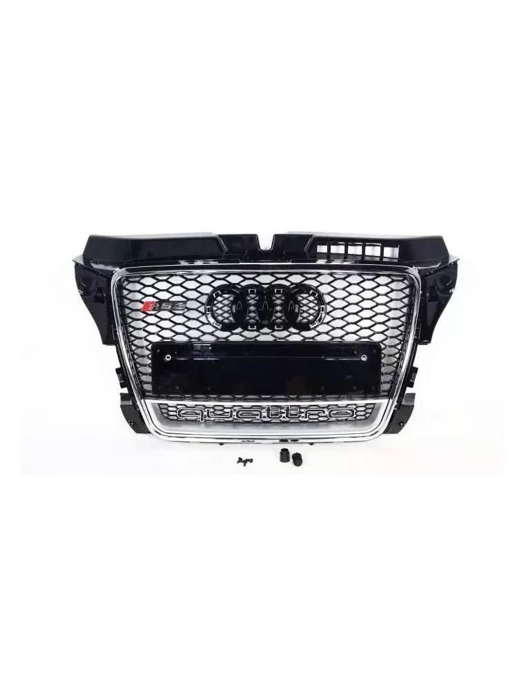  - Audi - Kühlergrill Audi A3 8P 2008-2012, Stil RS3 chrom QUATTRO - 1 - Rüsten Sie Ihren Audi A3 2008-2012 mit dem verchromten 